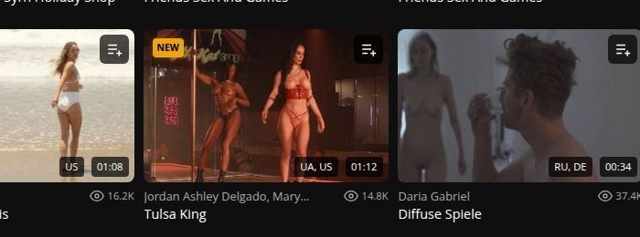Tramo de la fila Trending de aznude.com con títulos y recuento de visitas